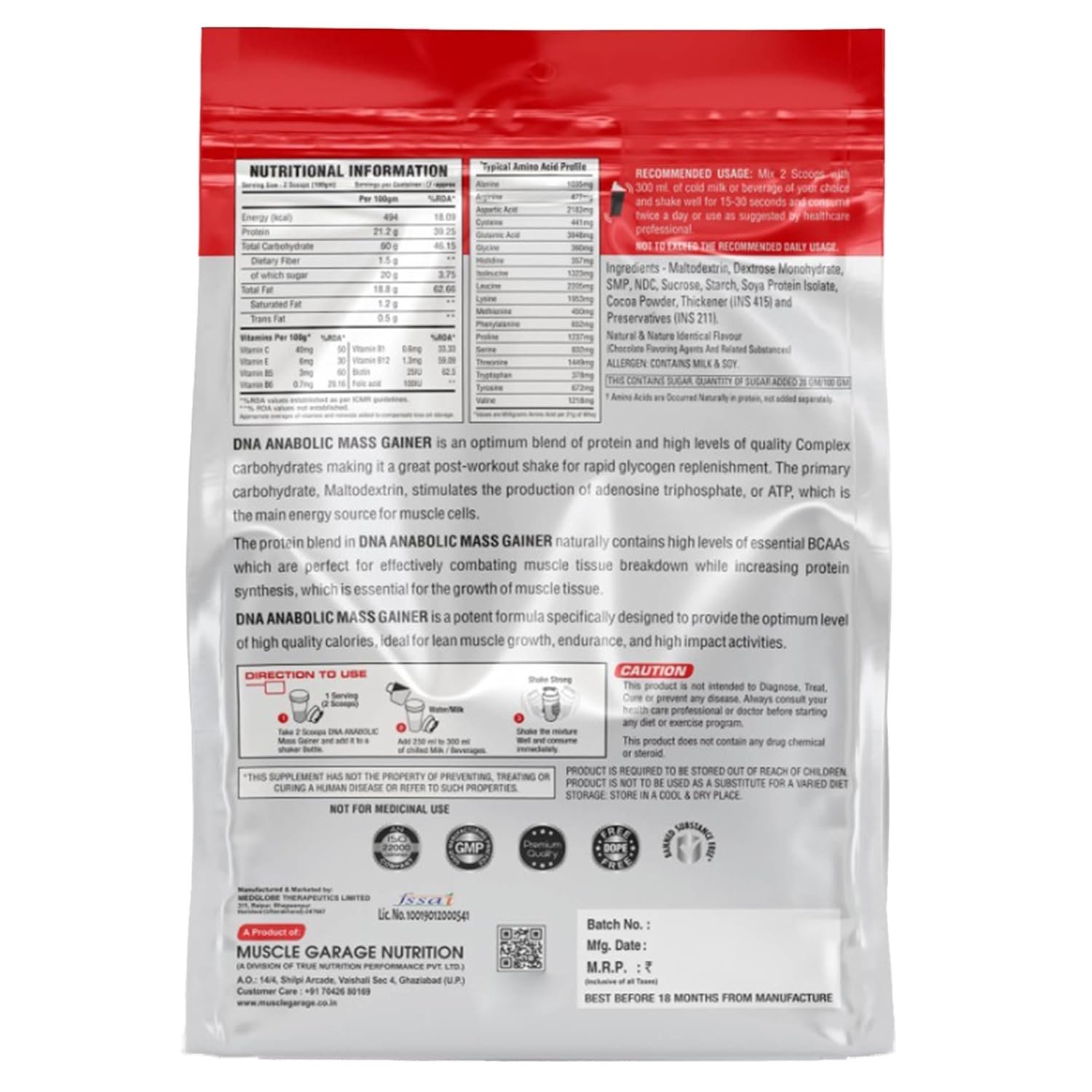 Muscle Garage DNA Anabolic Mass Gainer – choco caramel - Image 2