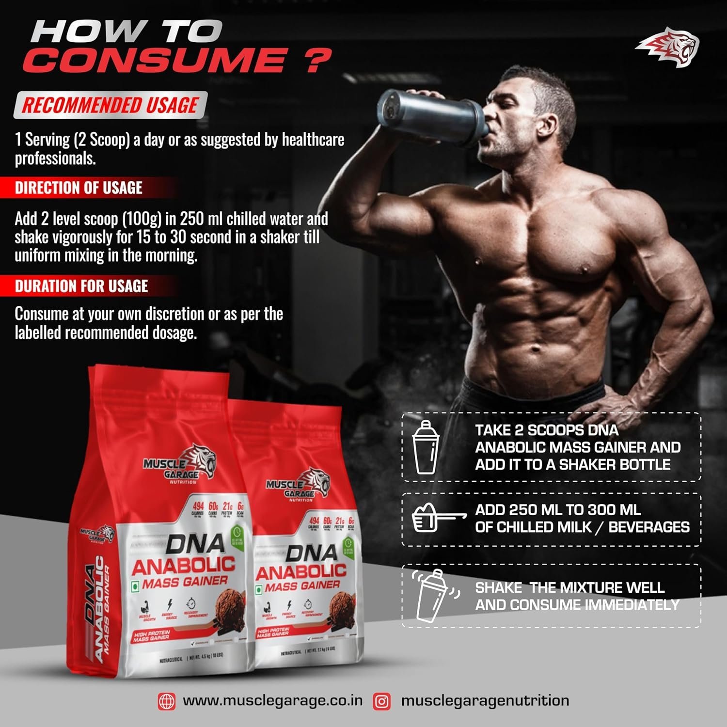 Muscle Garage DNA Anabolic Mass Gainer – choco caramel - Image 5