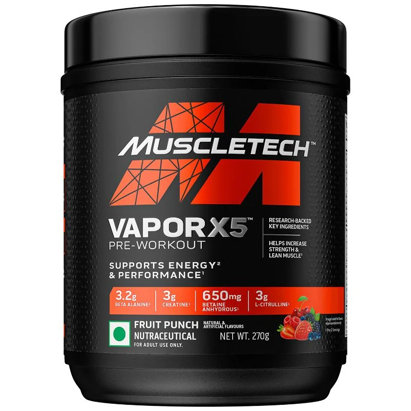 MuscleTech Vapor X5 Blue Raaz Freeze pre workout tub